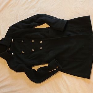 Forever 21 black coat with silver button details on front & sleeve